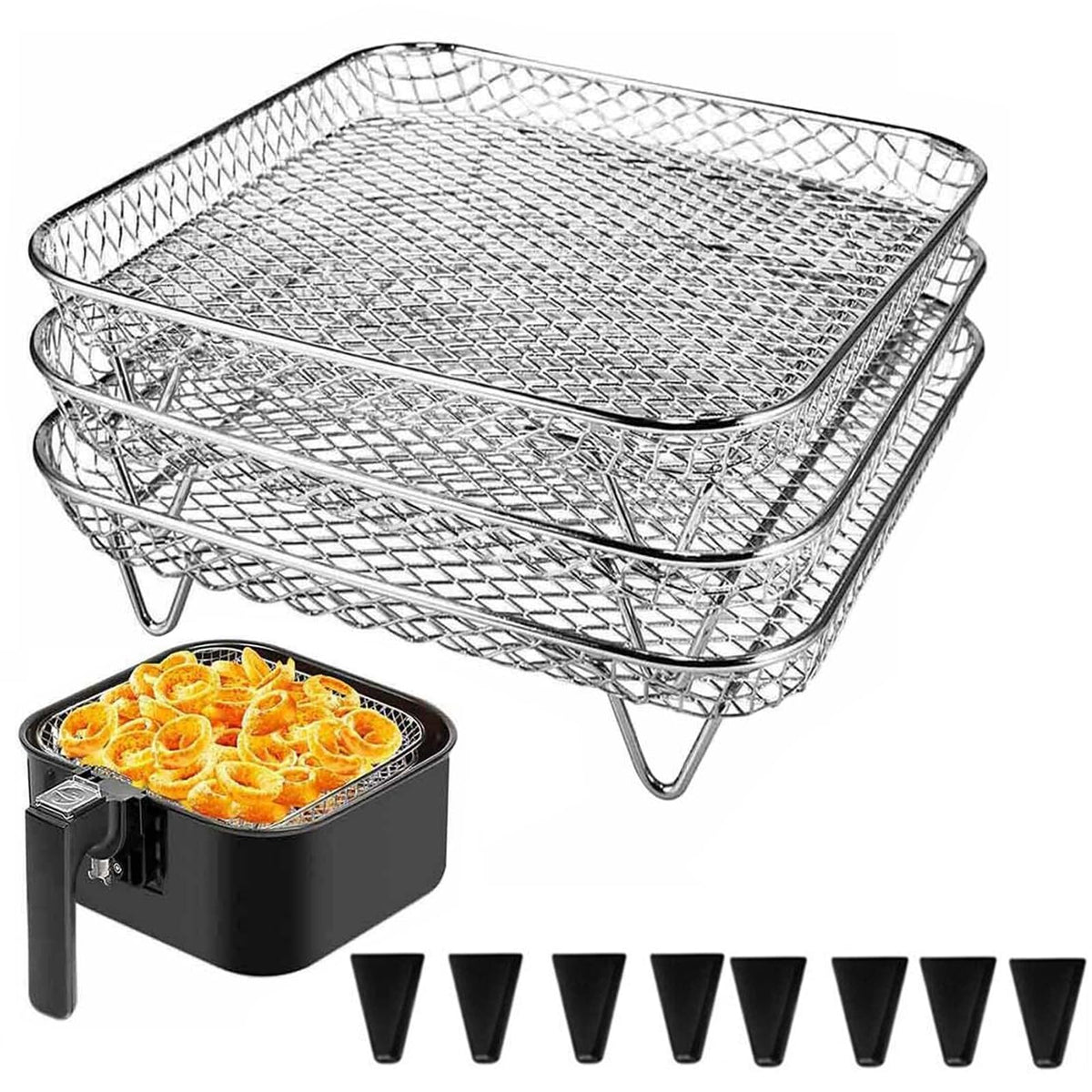 7 Inch Stackable Stainless Steel Air Fryer Rack, 3 Pcs D177703