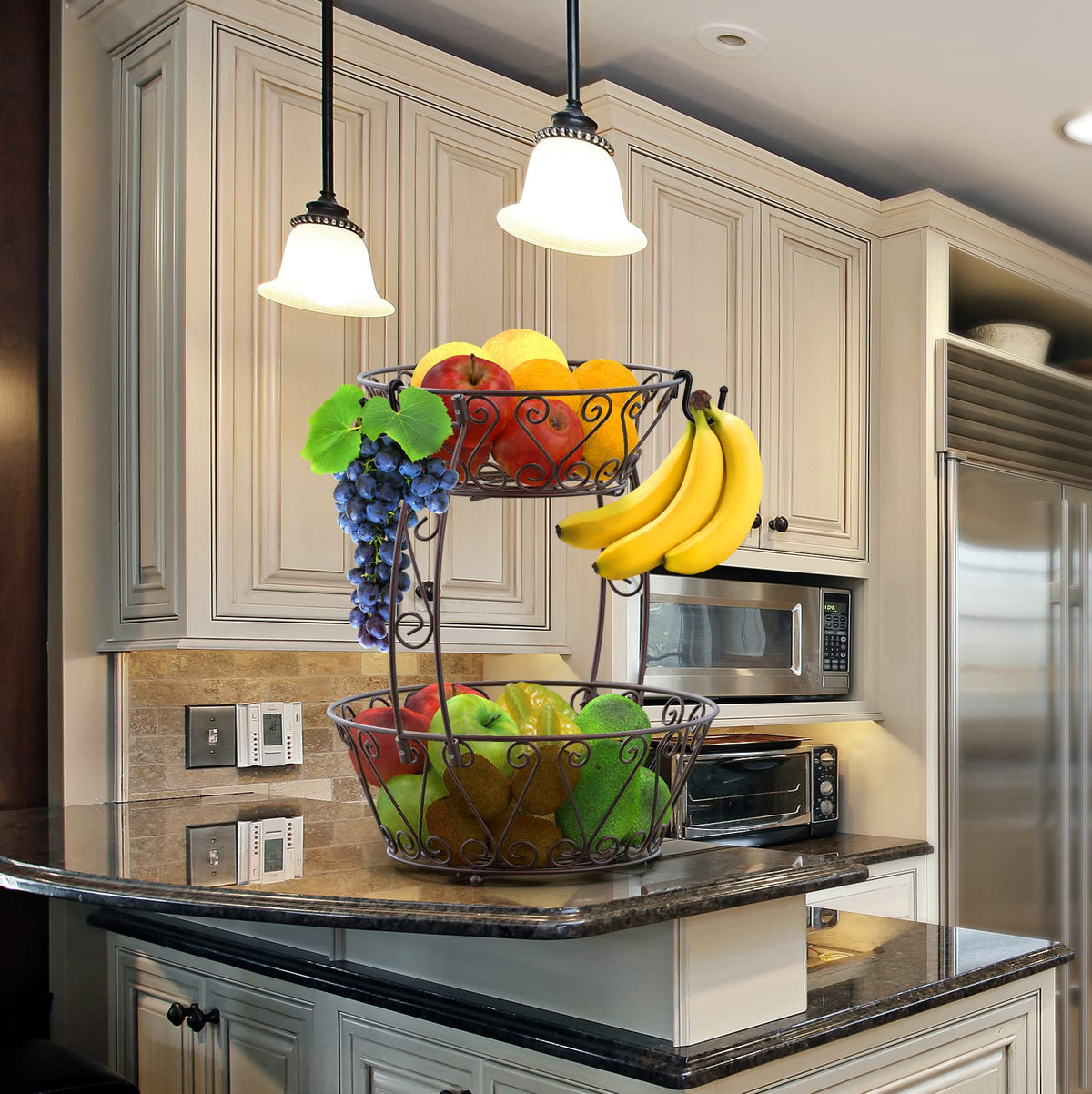 2-Tier Countertop Fruit Basket Bowl Storage C217001