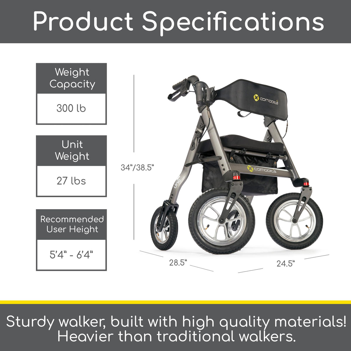 All Terrain Rolling Walker with Pneumatic Tires R3786