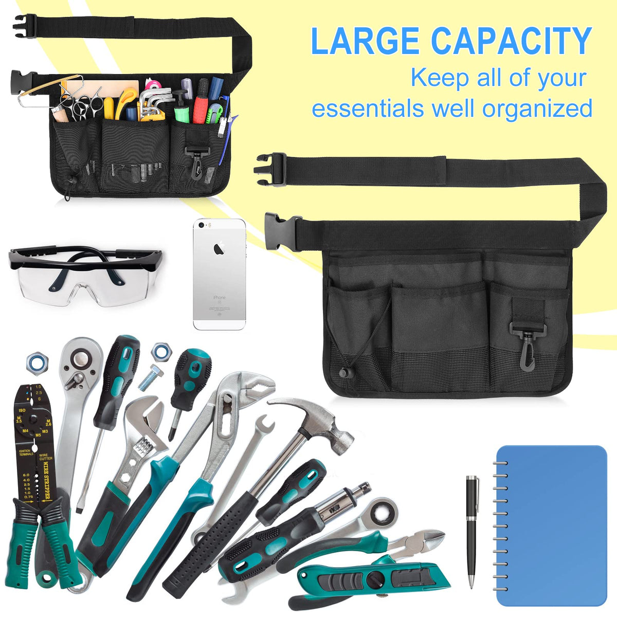 Heavy Duty Oxford Gardening Tool Waist Bag with 7 Pockets N140971