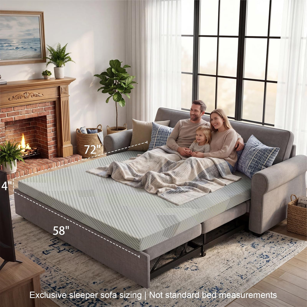 4 Inch Memory Foam Sofa Bed Mattress with Removable Washable Cover C4097