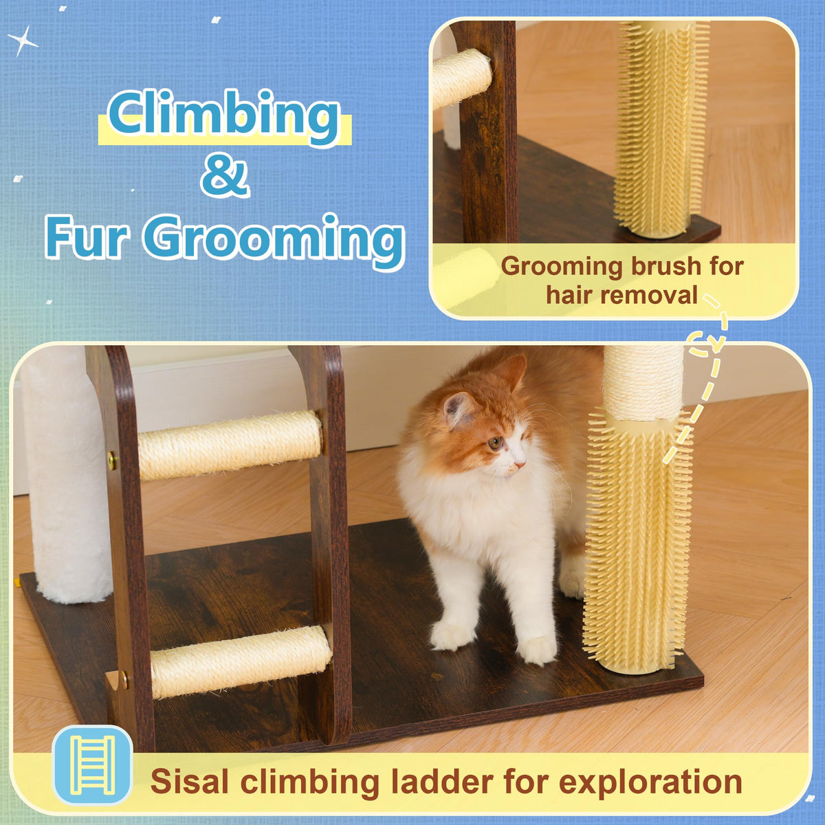Wooden Cat Tree with Large Platforms V83604