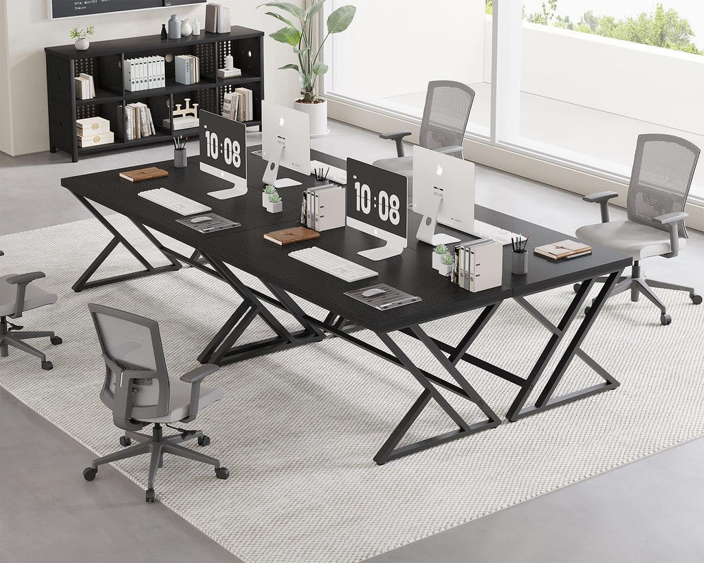 Black 47 Inch Metal and Wood Computer Desk J8647