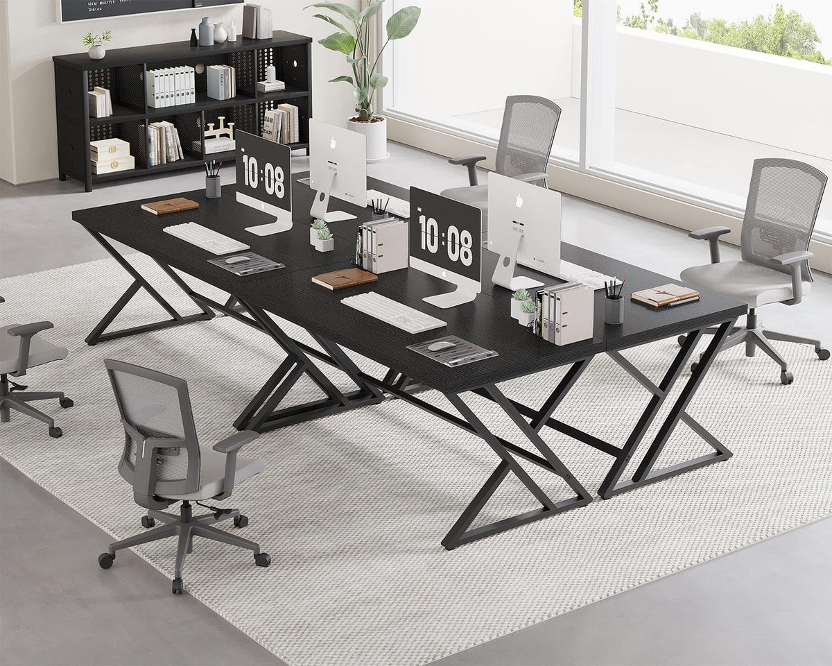 Black 47 Inch Metal and Wood Computer Desk J8647