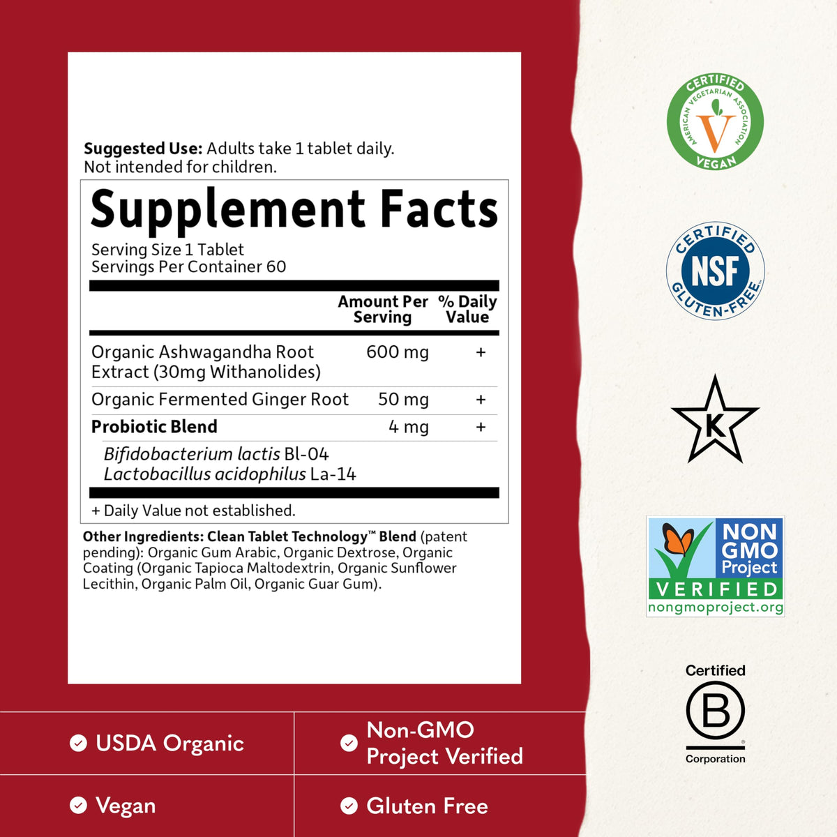 Organic Ashwagandha with Probiotics & Ginger C3842