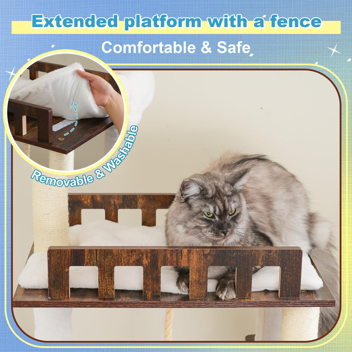 Wooden Cat Tree with Large Platforms V83604