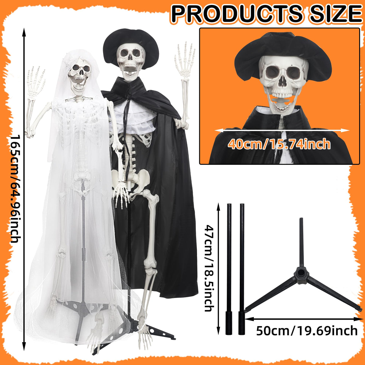 5.4Ft Life Size Skeletons with Stand E681403