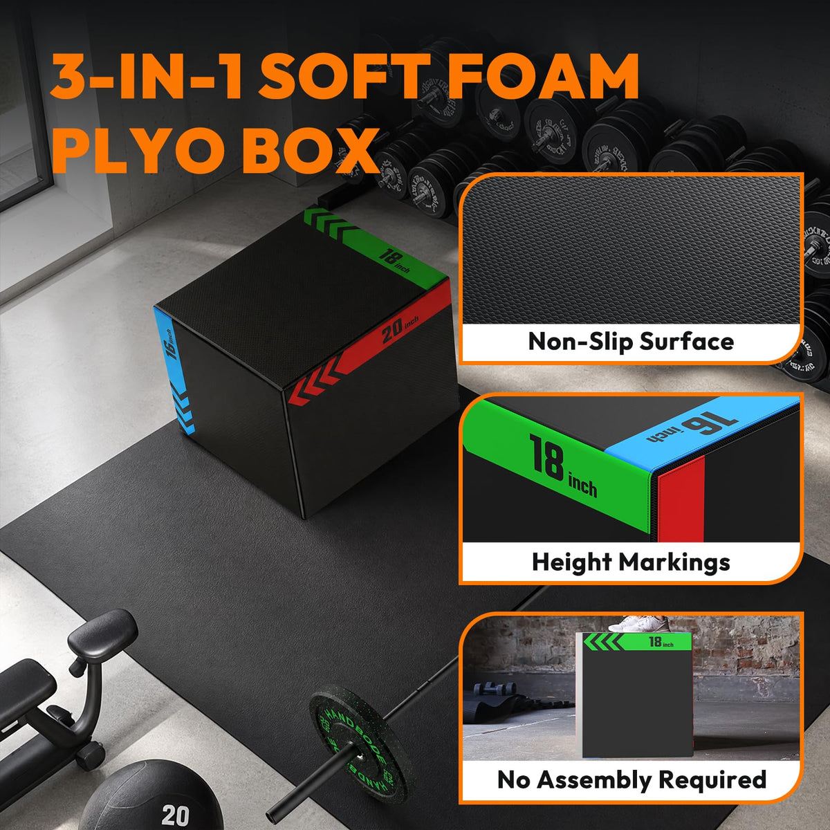 3-in-1 Non-Slip Foam Plyo Box A368