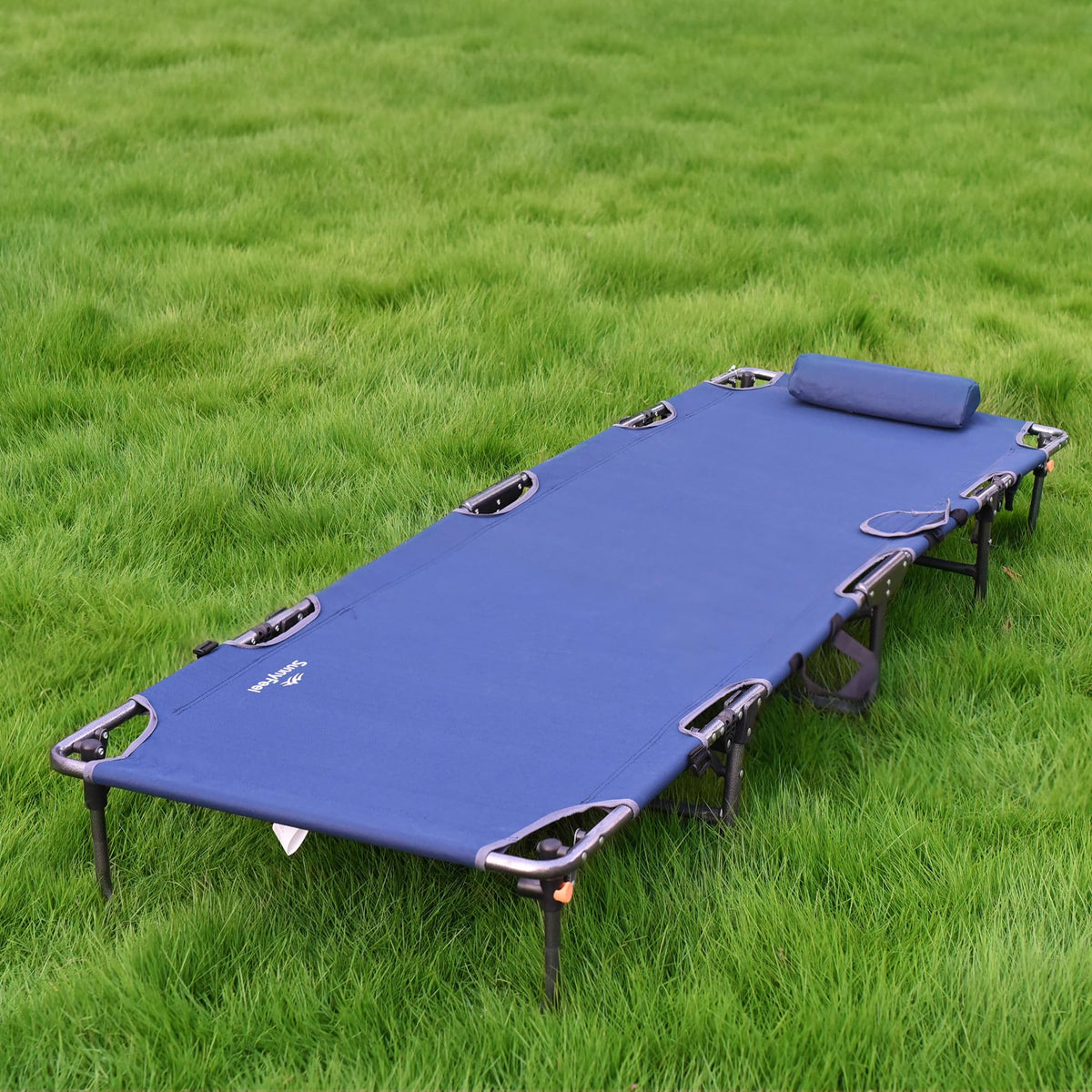 Portable Folding Camping Cot with Pillow Blue 2PC M2766