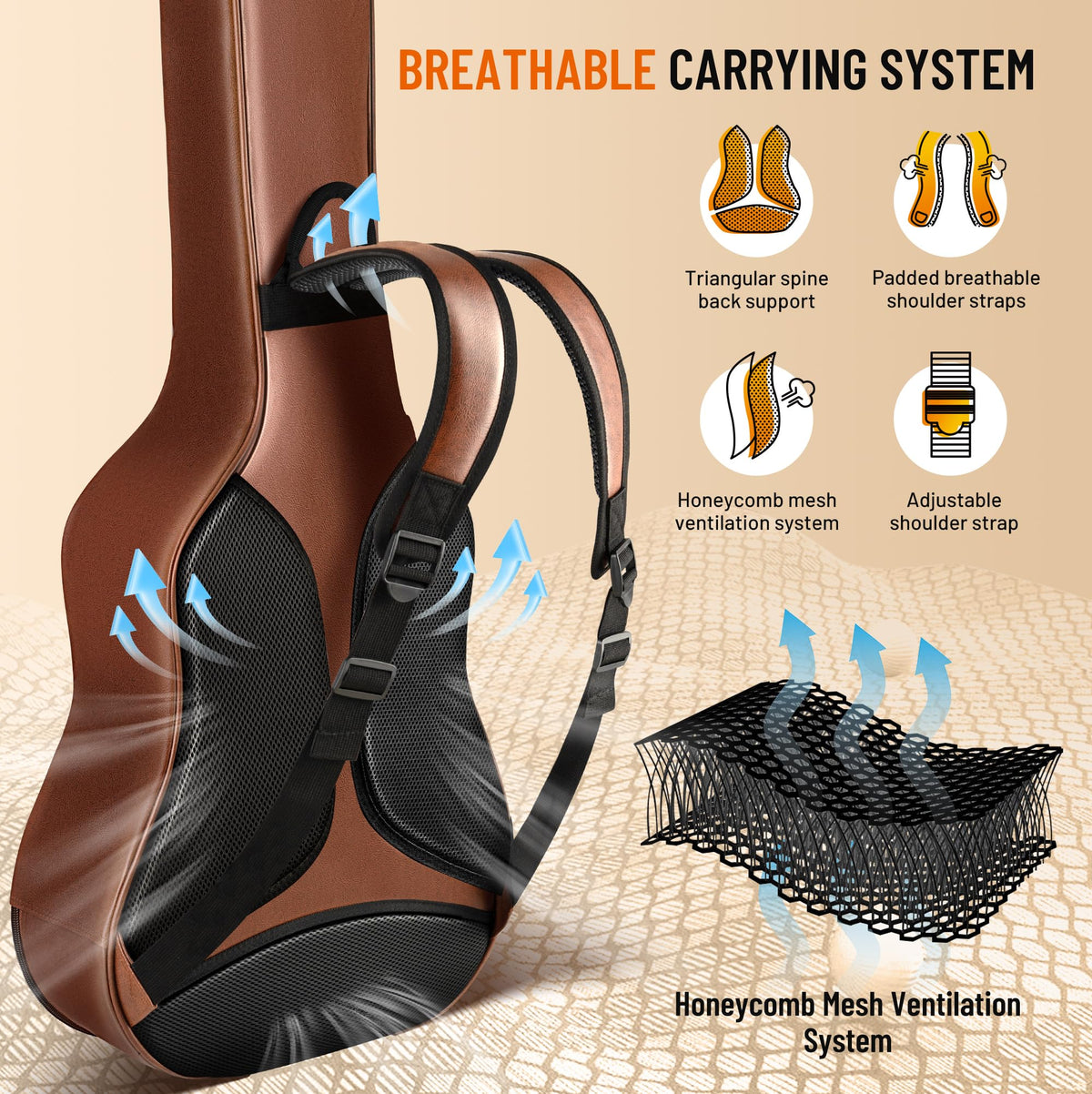 0.8in Thick Padding Waterproof Acoustic Guitar Case B131588
