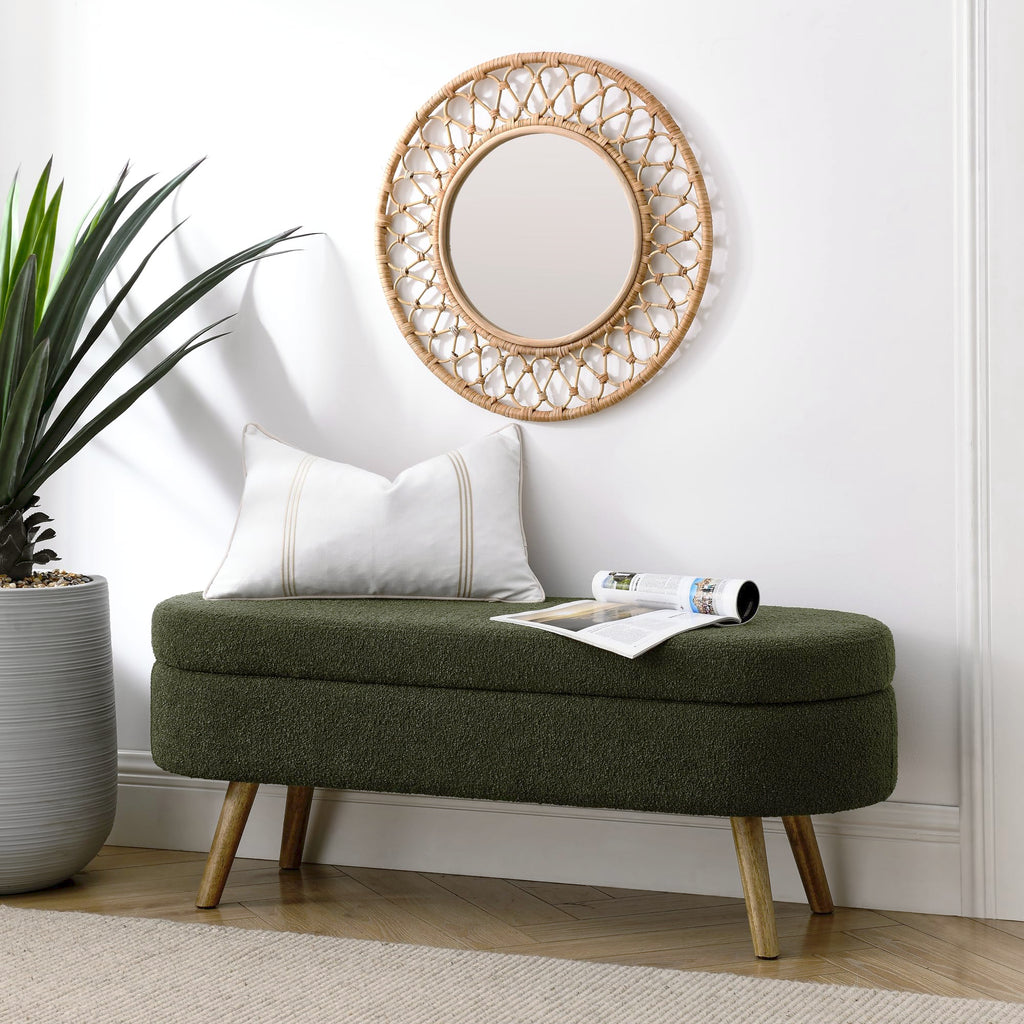 Oval Storage Bench with Rubber Wood Legs J9242
