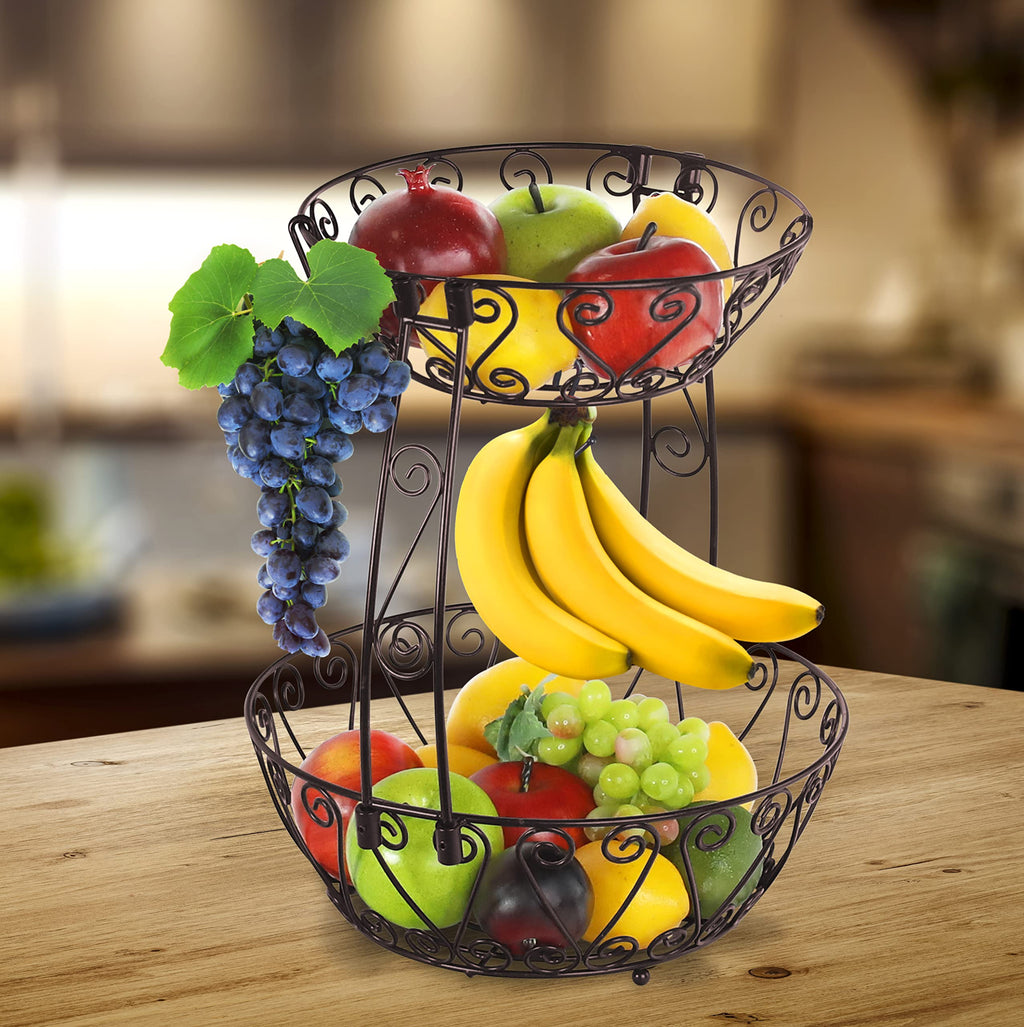 2-Tier Countertop Fruit Basket Bowl Storage C217001
