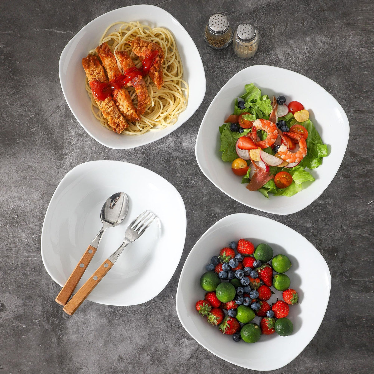 4 Pc 35 oz Porcelain Pasta Bowls T814
