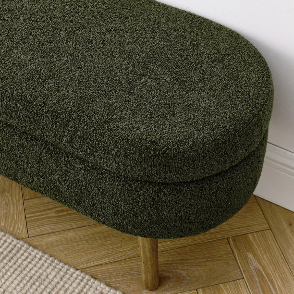 Oval Storage Bench with Rubber Wood Legs J9242