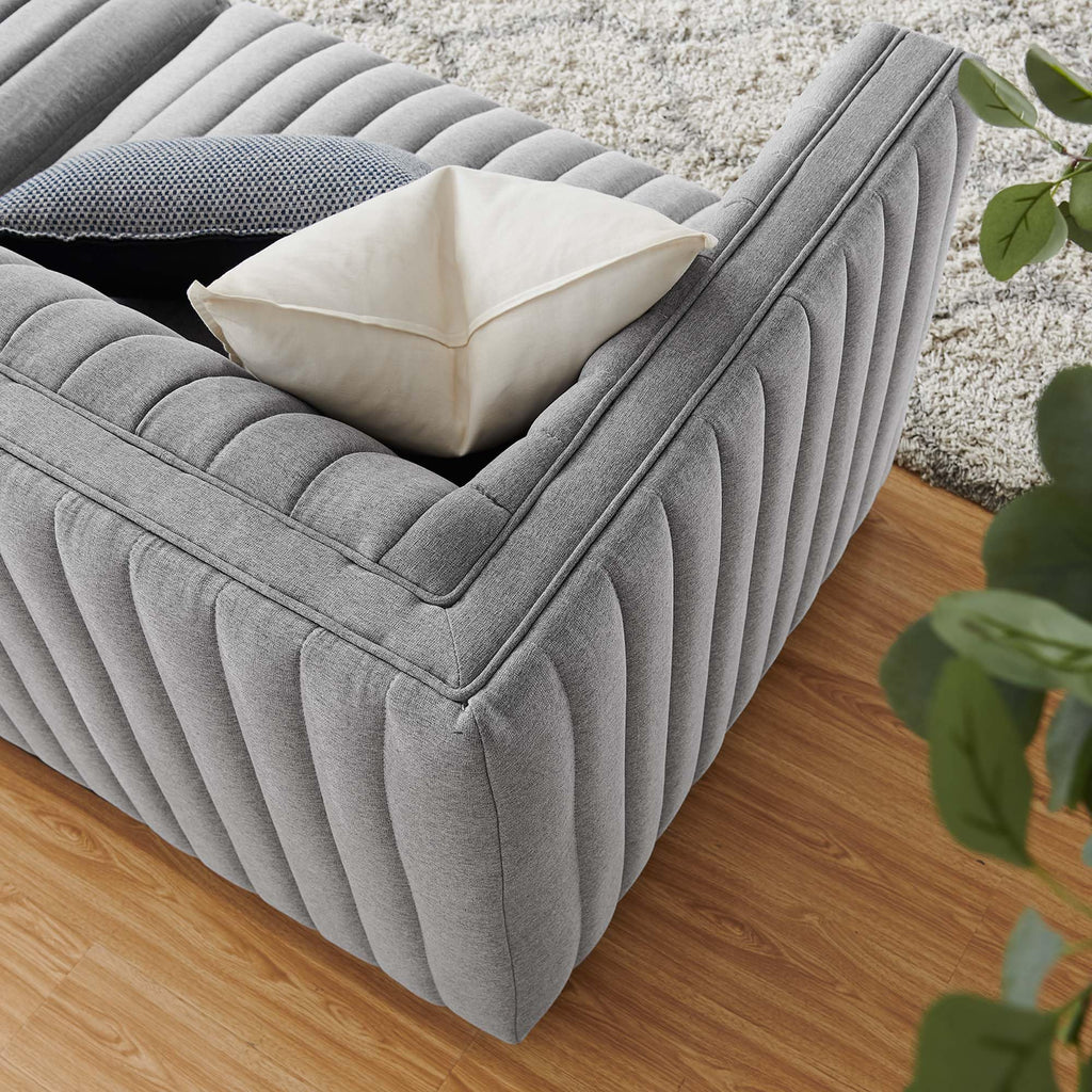Black Light Gray Tufted Upholstered Loveseat J7420