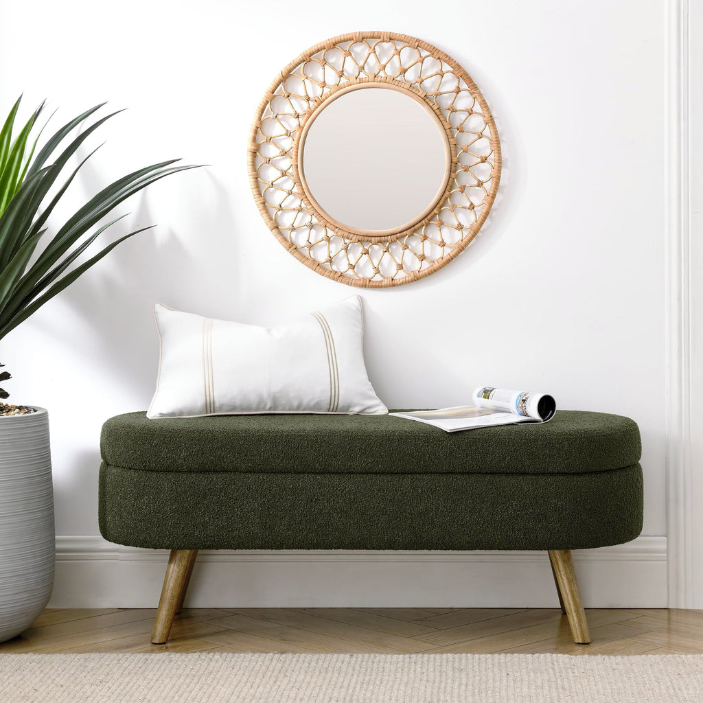 Oval Storage Bench with Rubber Wood Legs J9242