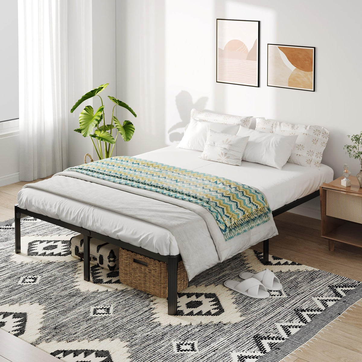 Queen Bed Frame with Headboard Footboard J78028