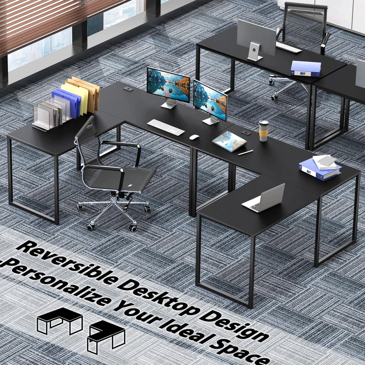 Black L-Shape Computer Desk K367